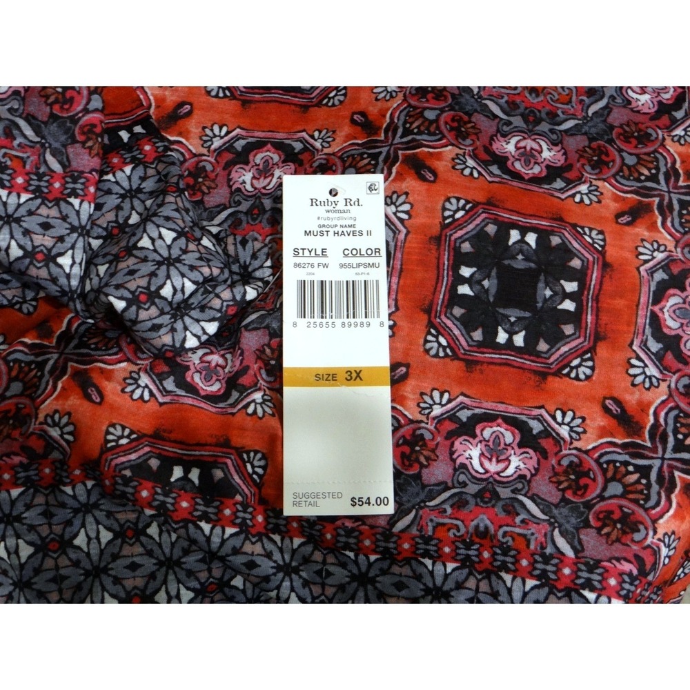 Ruby Rd Woman Orange Mandala Print Embellished Tunic Top 3X - Picture 4 of 4
